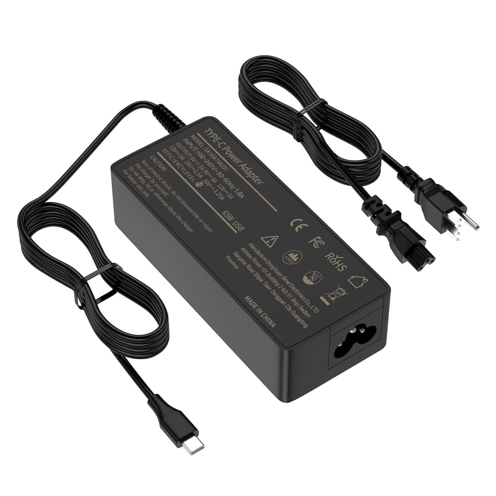 Chromebook Charger 45W 65W - USB C Laptop Charger Fast Charging for Lenovo HP Dell Samsung Asus Acer LG Google Chromebook Charger USB-C Computer Laptops Chargers Type C AC Adapter Power Cord - 10ft